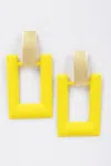 Fashnzfab Rectangle Shape Drop Earring In Yellow