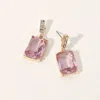 Fashnzfab Rectangle Stone Cluster Dangle Earrings In Pink