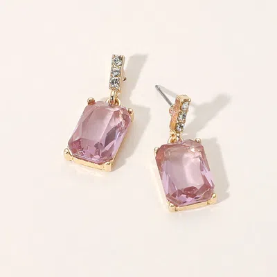 Fashnzfab Rectangle Stone Cluster Dangle Earrings In Pink