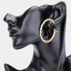 Fashnzfab Rectangle Stone Cluster Hoop Earrings - Ab, Gold In Multi
