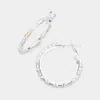 Fashnzfab Rectangle Stone Cluster Hoop Earrings - Ab, Silver In Metallic