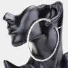 Fashnzfab Rectangle Stone Cluster Hoop Earrings - Ab, Silver In Multi
