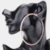 Fashnzfab Rectangle Stone Cluster Hoop Earrings - Rose Gold In Gold