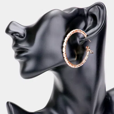 Fashnzfab Rectangle Stone Cluster Hoop Earrings - Rose Gold In Multi
