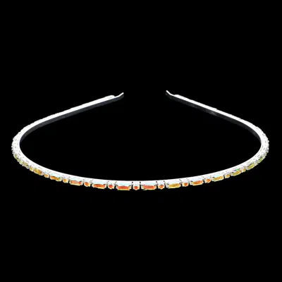 Fashnzfab Rectangle Stone Headband In Silver