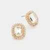 Fashnzfab Rectangle Stone Stud Evening Earrings In Gold