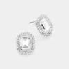 Fashnzfab Rectangle Stone Stud Evening Earrings In Multi