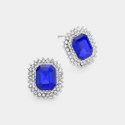 Fashnzfab Rectangle Stone Stud Evening Earrings In Pattern