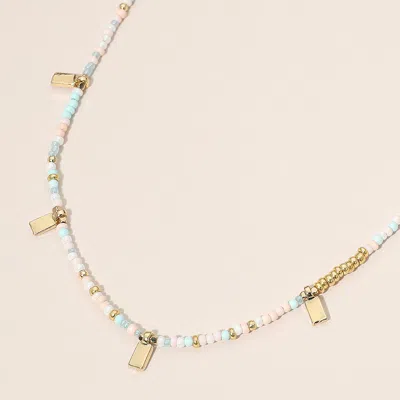 Fashnzfab Rectangular Charm Beaded Choker Necklace In Multi