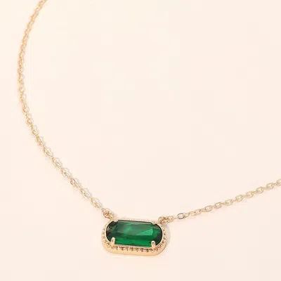 Fashnzfab Rectangular Faceted Stone Cluster Pendant Necklace In Gold