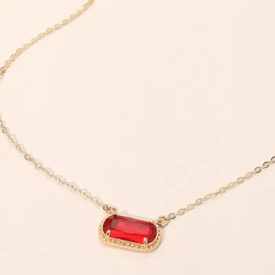 Fashnzfab Rectangular Faceted Stone Cluster Pendant Necklace In Gold