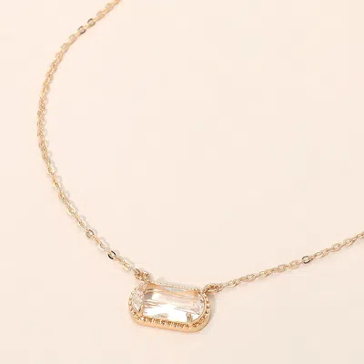 Fashnzfab Rectangular Faceted Stone Cluster Pendant Necklace In Gold