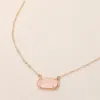 Fashnzfab Rectangular Faceted Stone Cluster Pendant Necklace In Multi