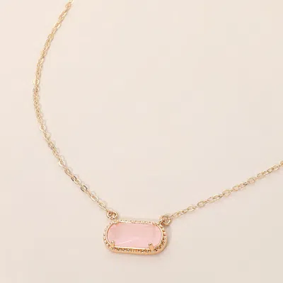 Fashnzfab Rectangular Faceted Stone Cluster Pendant Necklace In Multi