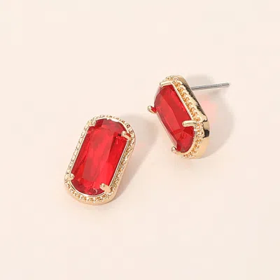 Fashnzfab Rectangular Faceted Stone Cluster Stud Earrings In Gold