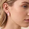 Fashnzfab Rectangular Faceted Stone Cluster Stud Earrings In Pink