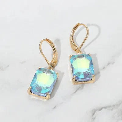 Fashnzfab Rectangular Glass Stone Drop Dangle Earrings In Gold