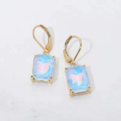 Fashnzfab Rectangular Glass Stone Drop Dangle Earrings In Orange