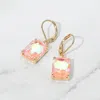 Fashnzfab Rectangular Glass Stone Drop Dangle Earrings In Pink