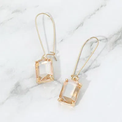 Fashnzfab Rectangular Glass Stone Long Drop Dangle Earrings In Gold