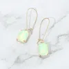 Fashnzfab Rectangular Glass Stone Long Drop Dangle Earrings In Gray