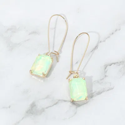 Fashnzfab Rectangular Glass Stone Long Drop Dangle Earrings In Gray