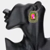 Fashnzfab Rectangular Glass Stone Pointed Evening Earrings In Multi
