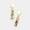 Fashnzfab Rectangular Natural Stone Drop Dangle Earrings - Black, Neutral In Gold