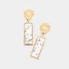 Fashnzfab Rectangular Natural Stone Drop Dangle Earrings In Multi