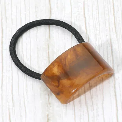 Fashnzfab Rectangular Resin Accent Hair Band In Brown