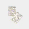 Fashnzfab Rectangular Rhinestone Paved Earrings In Silver