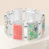 Fashnzfab Rectangular Starfish Epoxy Cluster Link Stretch Bracelet In Metallic