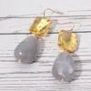 Fashnzfab Rectangular Stone Cluster Accent Marbled Resin Pebble Drop Dangle Earrings In Gray