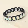 Fashnzfab Rectangular Stone Frame Beaded Stretch Bracelet In Multi