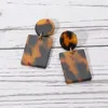 Fashnzfab Rectangular Tortoise Resin Drop Earrings In Gray