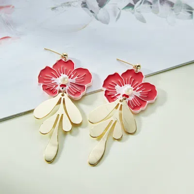 Fashnzfab Red Blossom Earrings (pair) In Multi