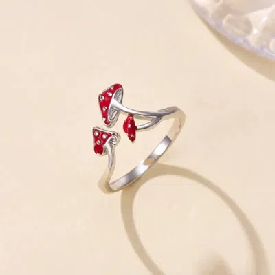 Fashnzfab Red Mushroom Ring (adjustable) In Multi