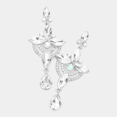 Fashnzfab Regal Chandelier Drop Earrings - Rhodium In Silver