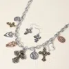 Fashnzfab Religious Charm Station Necklace In Metallic