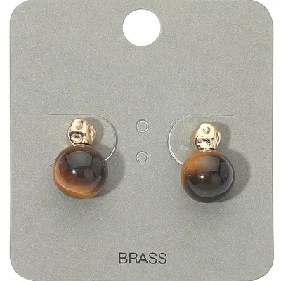 Fashnzfab Resin Ball Drop Stud Earrings In Black