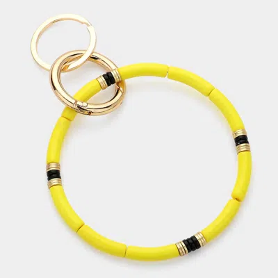 Fashnzfab Resin Bangle Keychain / Bracelet Worn Gold, Yellow In Green