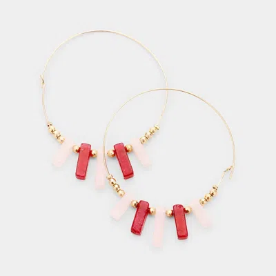 Fashnzfab Resin Bar Beaded Hoop Earrings In Multi
