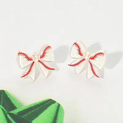 Fashnzfab Resin Baseball Bow Dangle Earrings In Multi