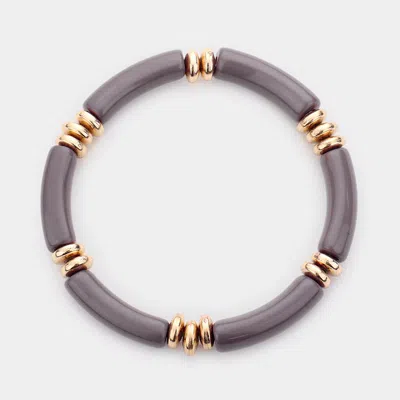 Fashnzfab Resin Bead Stretch Bracelet Gray