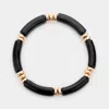 Fashnzfab Resin Bead Stretch Bracelet Jet Black In Black