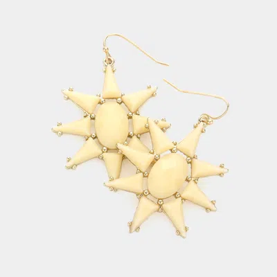 Fashnzfab Resin Bead Sun Earrings - Ivory In Gold