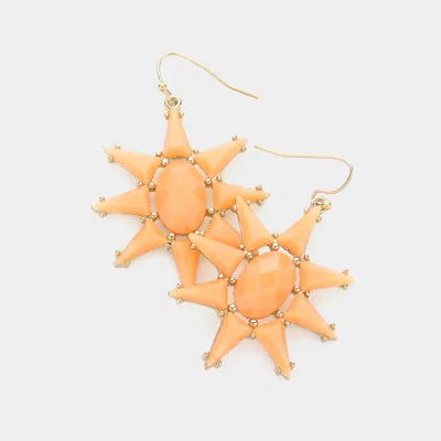 Fashnzfab Resin Bead Sun Earrings 1.4" X 2" In Orange