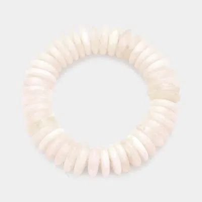 Fashnzfab Resin Beaded Stretch Bracelet White