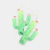 Fashnzfab Resin Cactus Dangle Earrings In Green