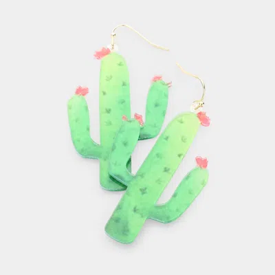 Fashnzfab Resin Cactus Dangle Earrings In Green